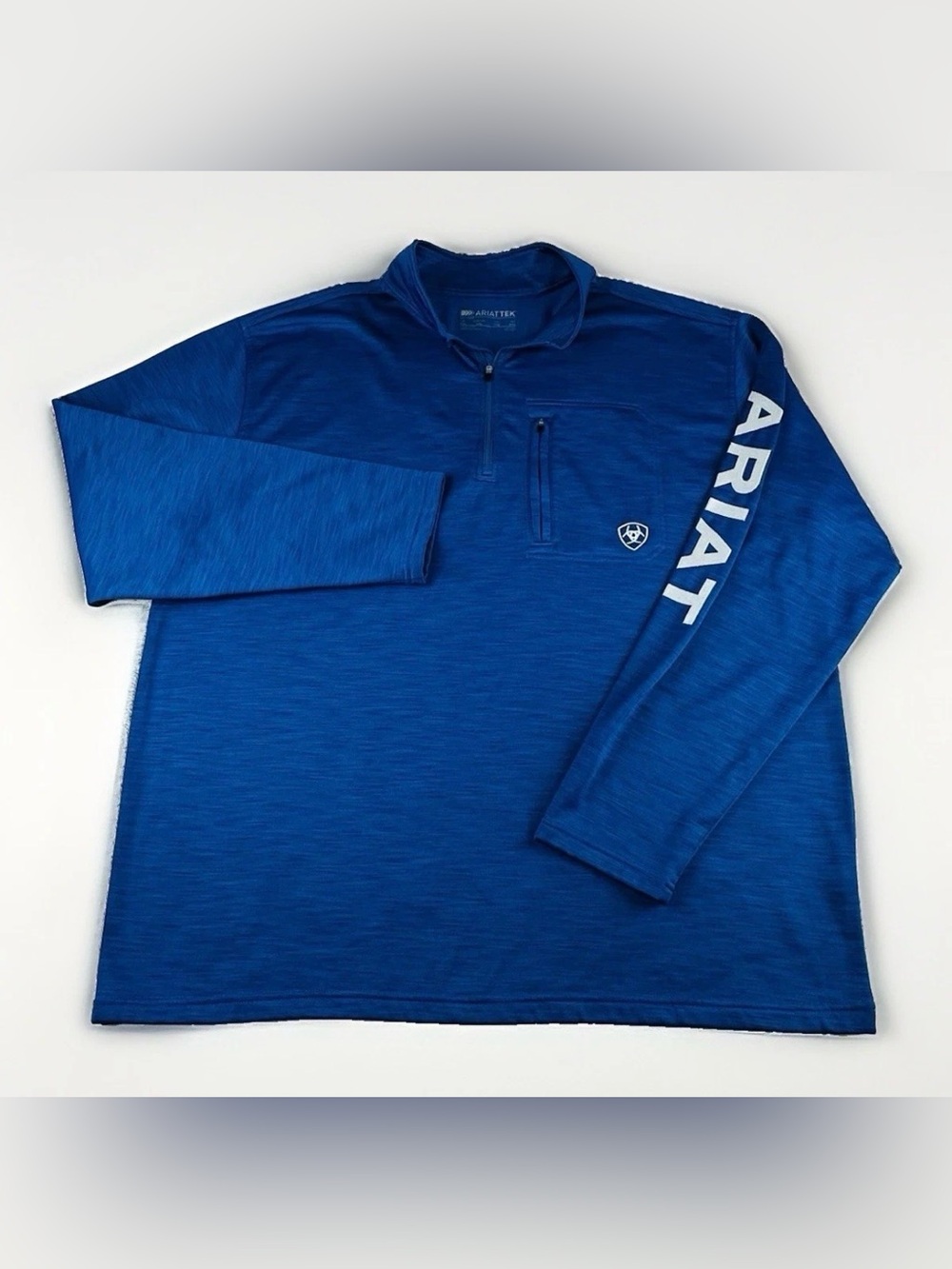 Ariat Men's XXL Tek Team Mid States Blue Heather 1/4 Zip Performance Pullover